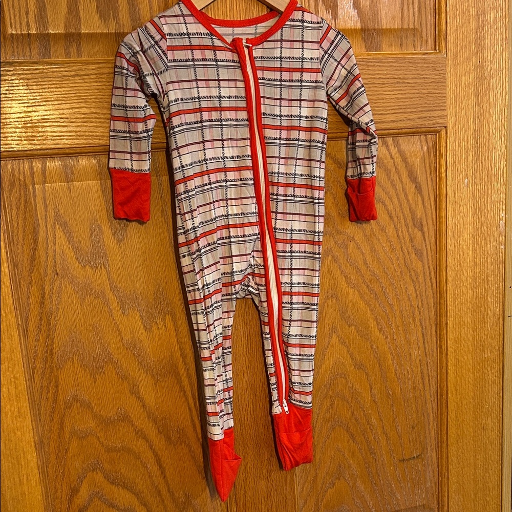 Plaid Bamboo One Piece with Red Accents